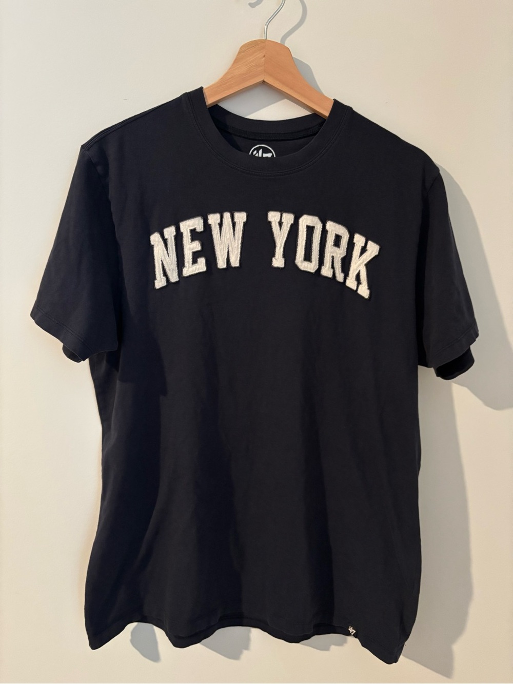 47 Brand Black Tee with White "New York" Appliqué